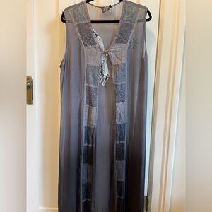 Parsley & Sage Lace Embroidered Artsy Longline Vest Duster